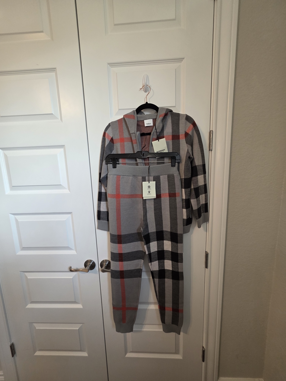 Burberry 12Y NWT Check Wool Hoodie & Jogger Matching Set
